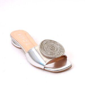 PHIL GATIÈR by REPO 40157a Silver Leather Slides Sandals
